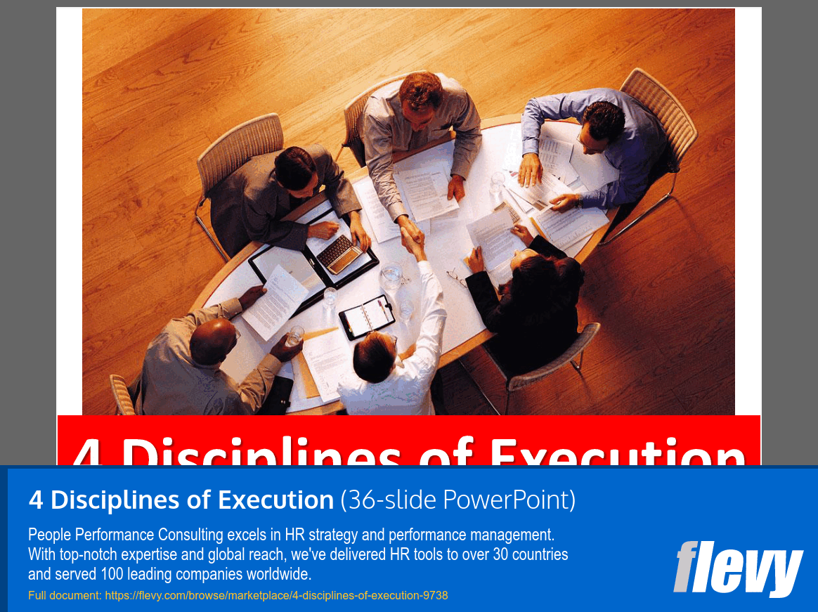 4 Disciplines of Execution (36-slide PPT PowerPoint presentation slide deck (PPTX)) Preview Image