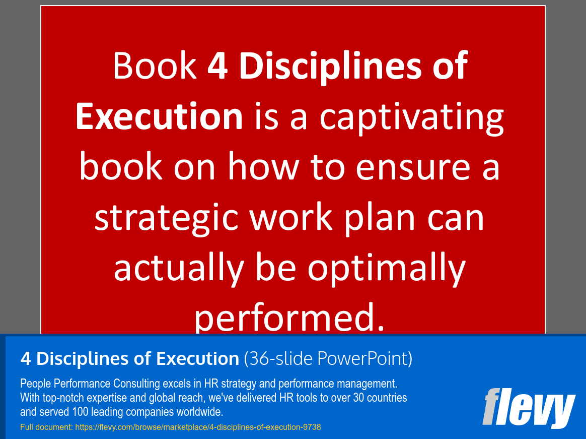 4 Disciplines of Execution (36-slide PPT PowerPoint presentation slide deck (PPTX)) Preview Image