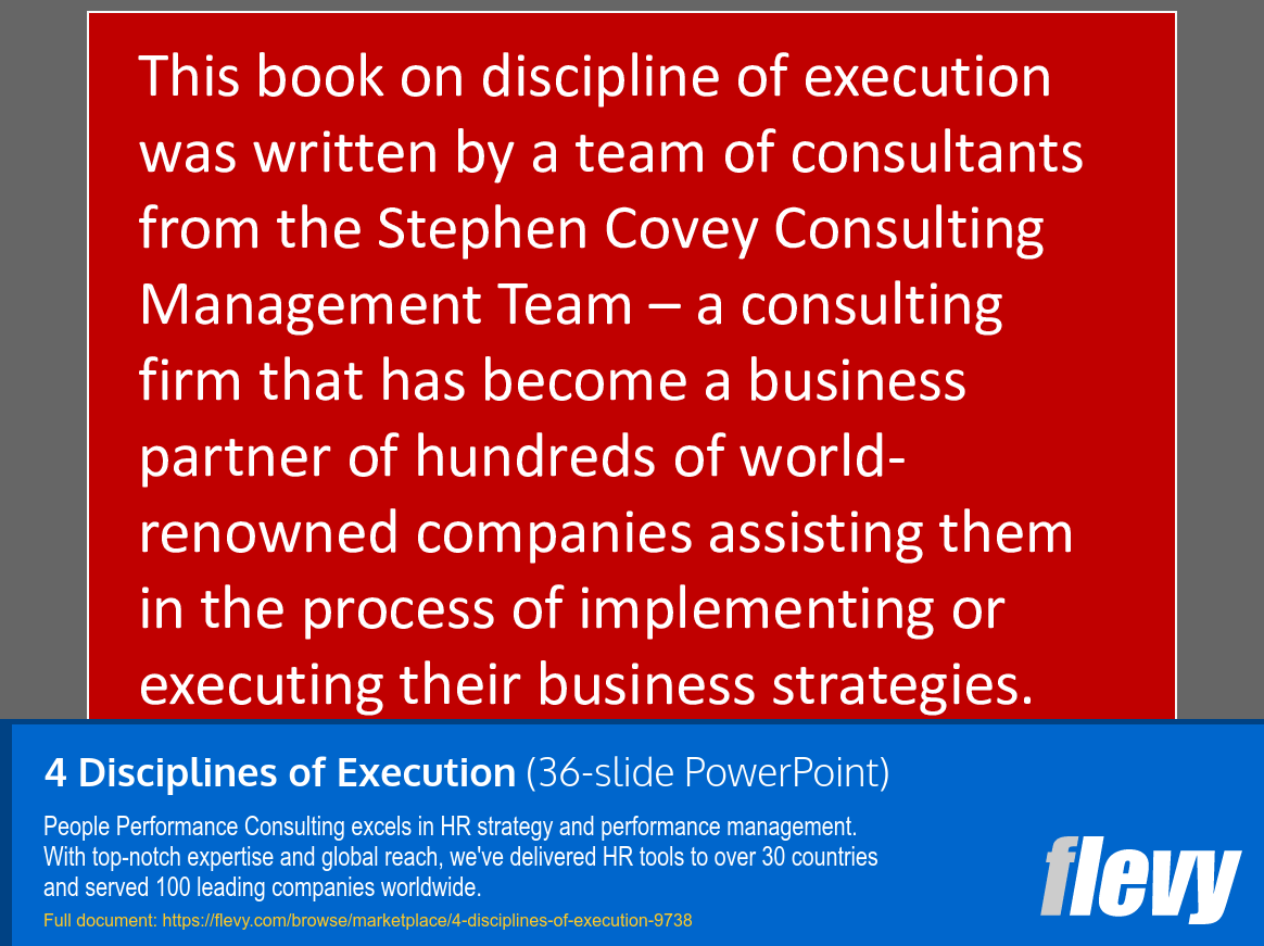 4 Disciplines of Execution (36-slide PPT PowerPoint presentation slide deck (PPTX)) Preview Image