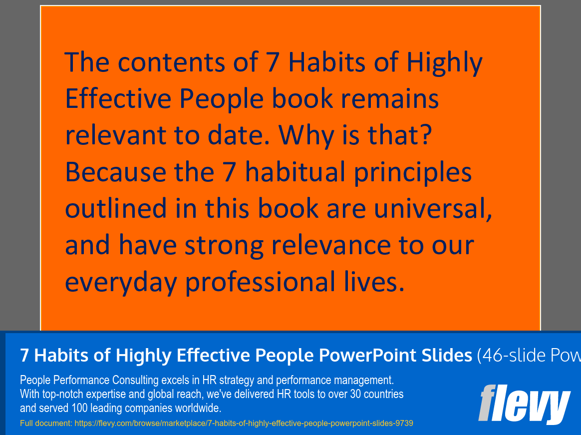7 Habits of Highly Effective People Book Summary (46-slide PPT PowerPoint presentation slide deck (PPTX)) Preview Image