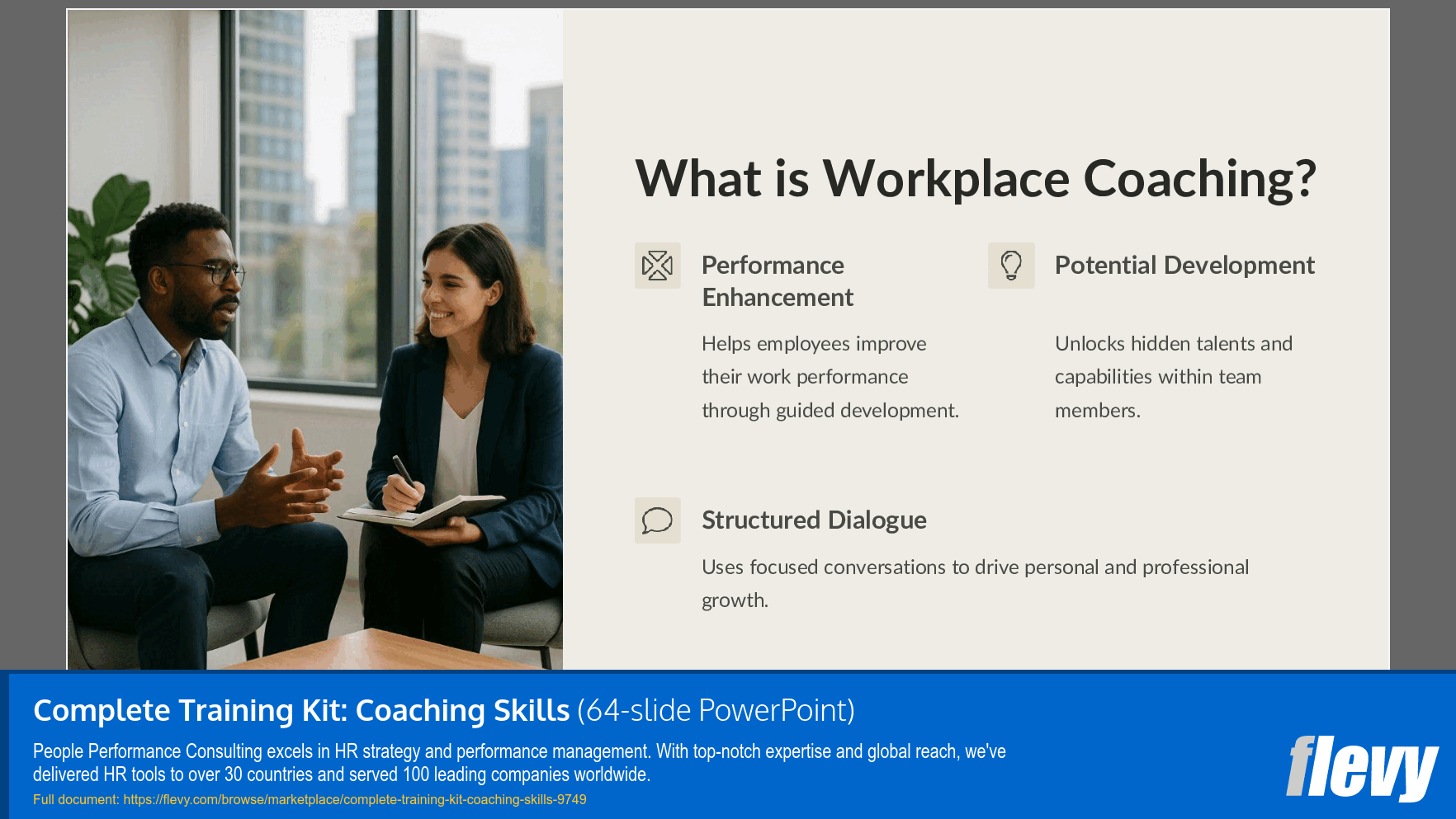 Complete Training Kit: Coaching Skills (64-slide PPT PowerPoint presentation slide deck (PPTX)) Preview Image