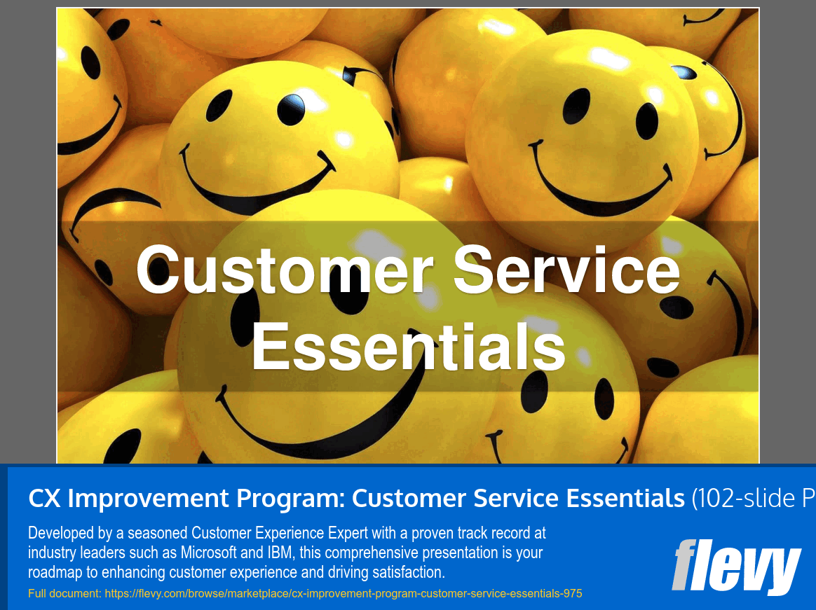 CX Improvement Program: Customer Service Essentials (102-slide PPT PowerPoint presentation (PPTX)) Preview Image