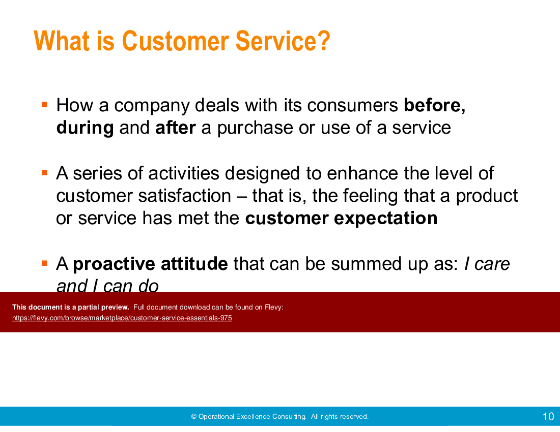 This is a partial preview of Customer Service Essentials (102-slide PowerPoint presentation (PPTX)). Full document is 102 slides. 
