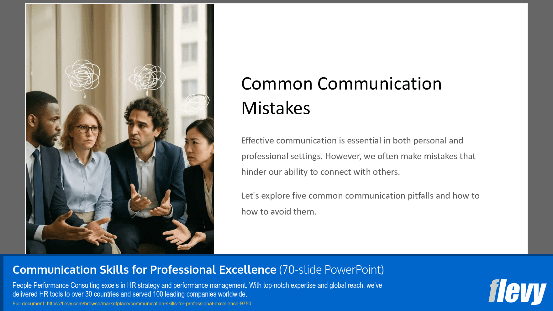 Communication Skills for Professional Excellence (70-slide PPT PowerPoint presentation slide deck (PPTX)) Preview Image
