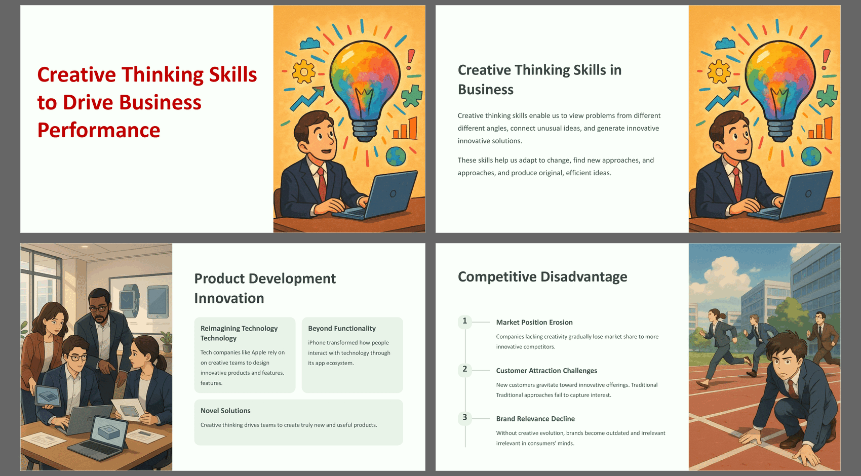 Creative Thinking Skills for Innovation (72-slide PPT PowerPoint presentation slide deck (PPTX)) Preview Image