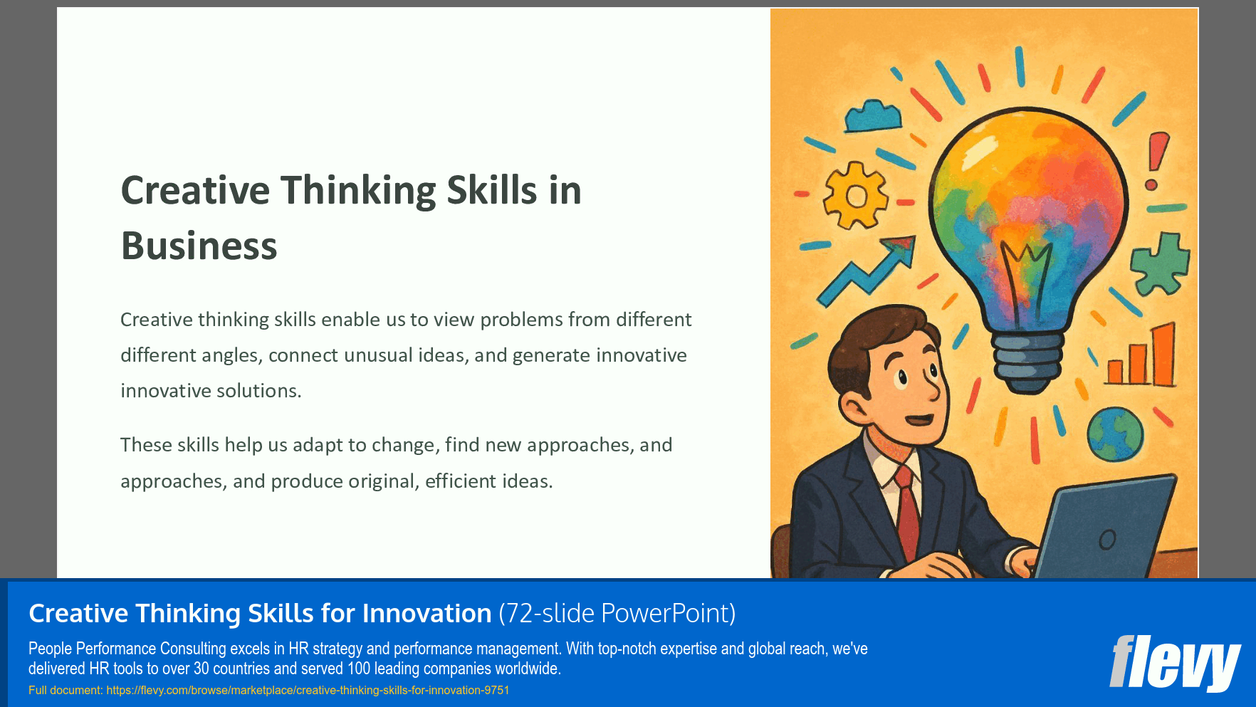 Creative Thinking Skills for Innovation (72-slide PPT PowerPoint presentation slide deck (PPTX)) Preview Image