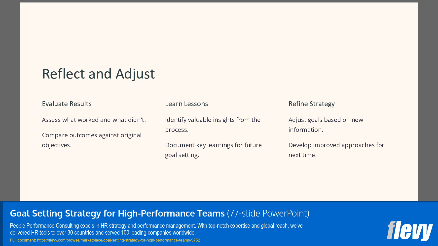 Goal Setting Strategy for High-Performance Teams (77-slide PPT PowerPoint presentation slide deck (PPTX)) Preview Image