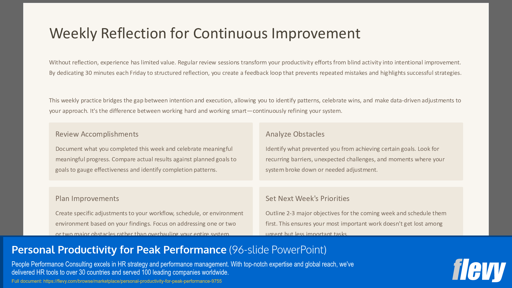 Personal Productivity for Peak Performance (96-slide PPT PowerPoint presentation slide deck (PPTX)) Preview Image