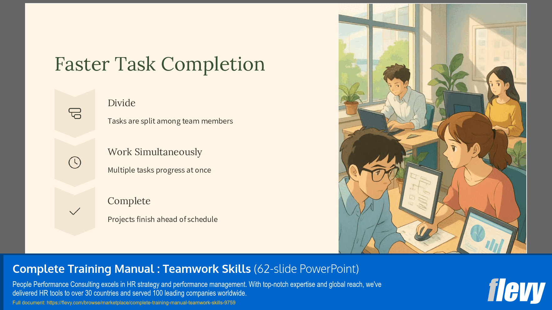 Complete Training Manual: Teamwork Skills (62-slide PPT PowerPoint presentation slide deck (PPTX)) Preview Image