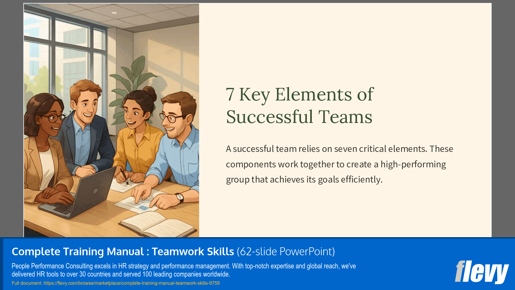 Complete Training Manual: Teamwork Skills (62-slide PPT PowerPoint presentation slide deck (PPTX)) Preview Image