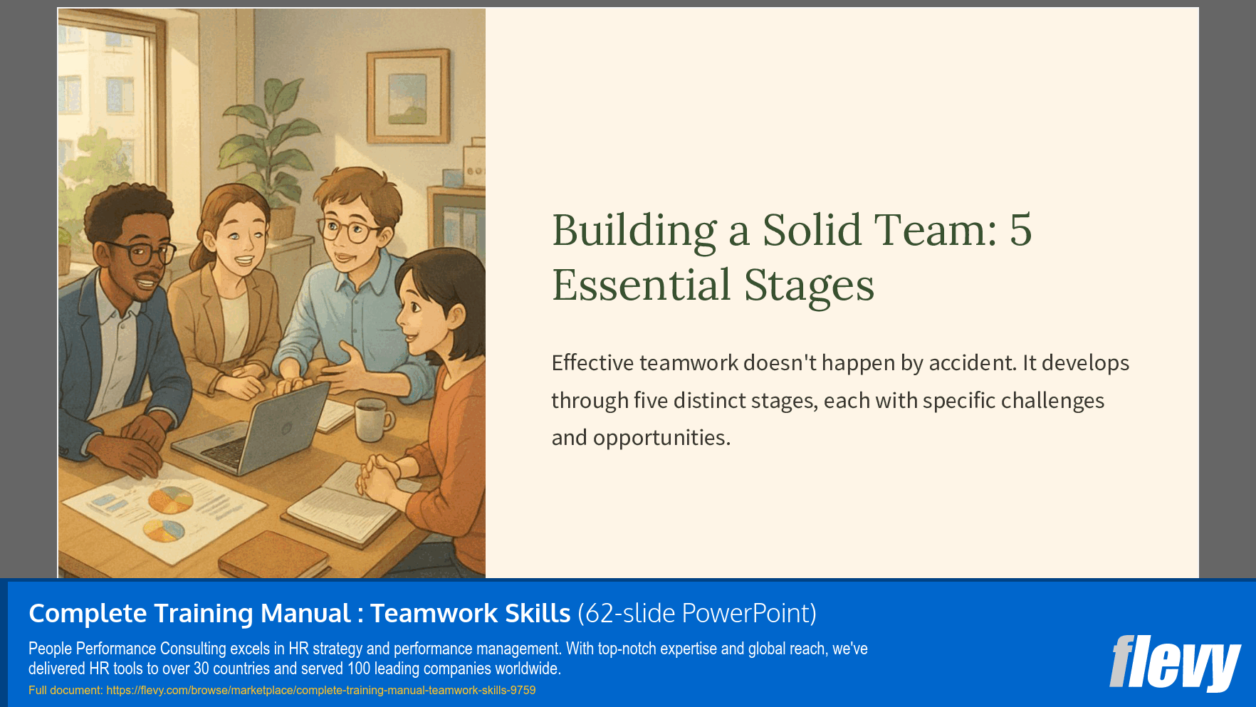 Complete Training Manual: Teamwork Skills (62-slide PPT PowerPoint presentation slide deck (PPTX)) Preview Image