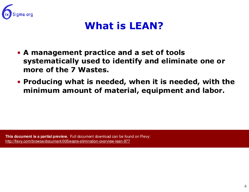 005_Waste Elimination Overview (Lean) (21-slide PPT PowerPoint presentation (PPT)) Preview Image