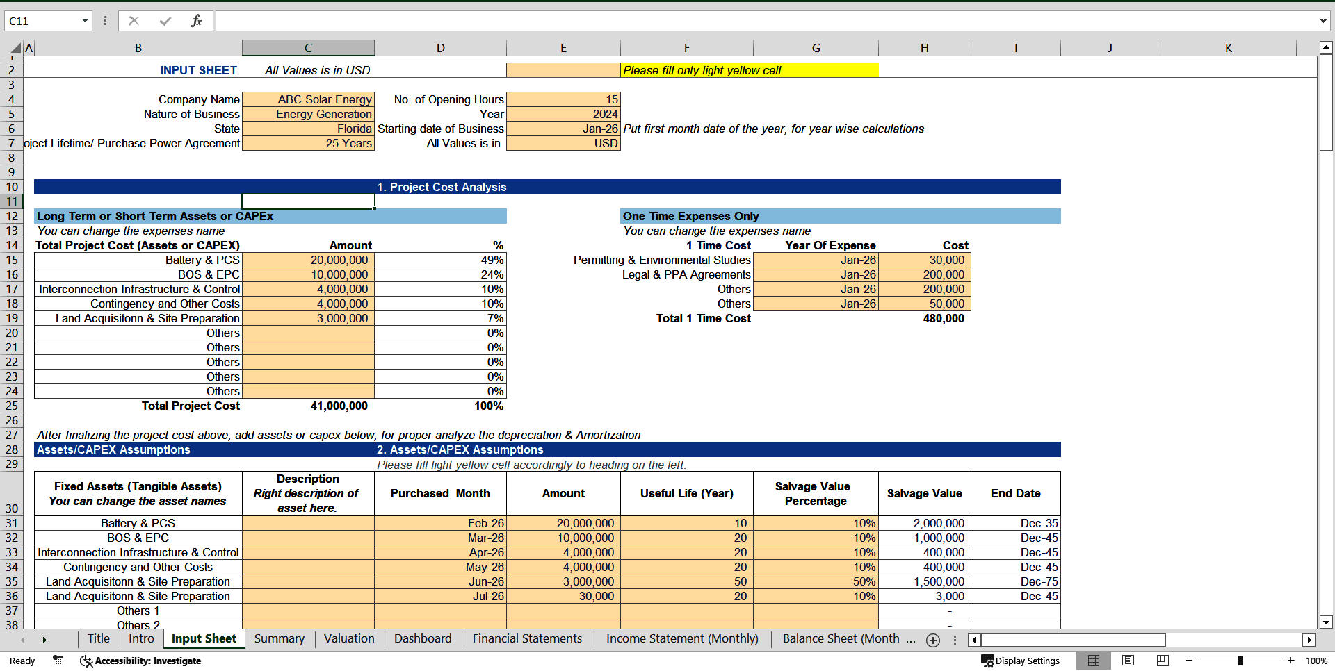 Energy Storage Revenue Projections Model (BESS) (Excel template (XLSX)) Preview Image
