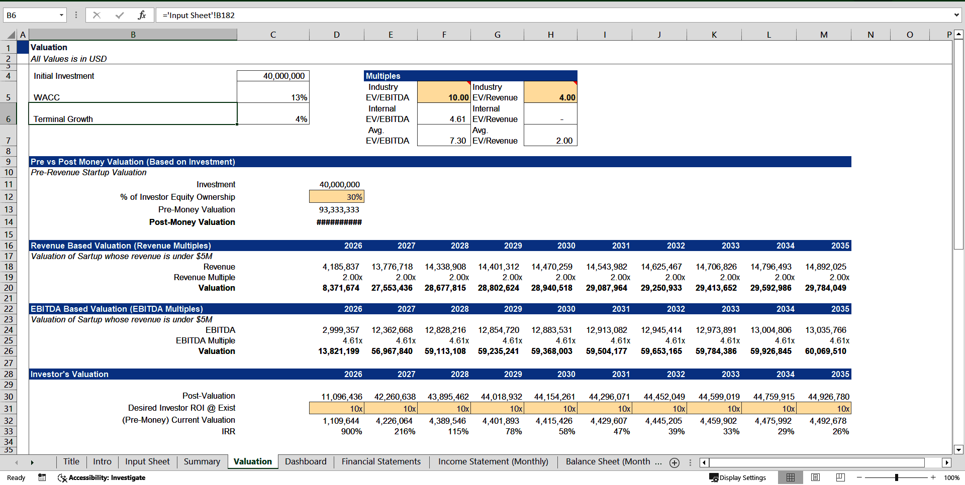 Energy Storage Revenue Projections Model (BESS) (Excel template (XLSX)) Preview Image