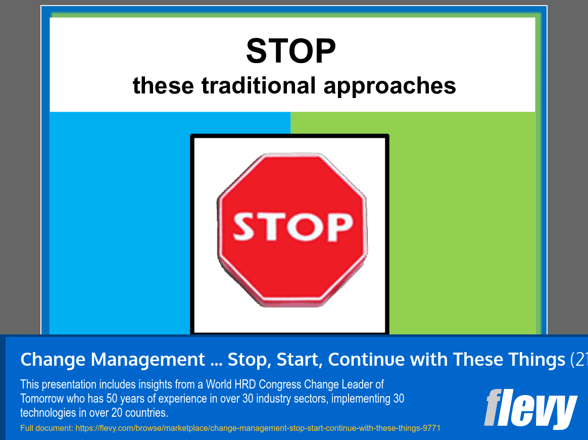 Change Management ... Stop, Start, Continue with These Things (21-slide PPT PowerPoint presentation slide deck (PPT)) Preview Image