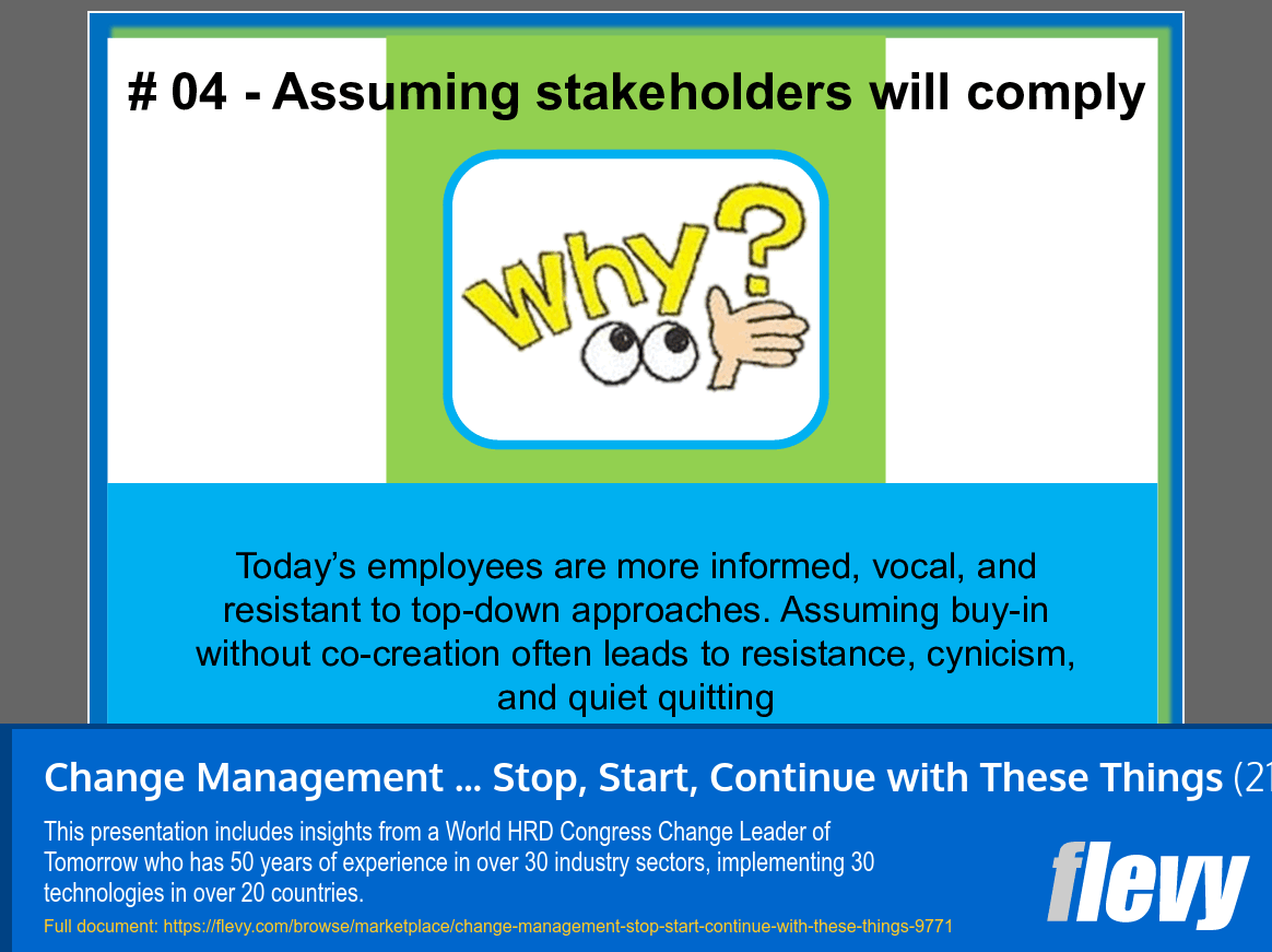 Change Management ... Stop, Start, Continue with These Things (21-slide PPT PowerPoint presentation slide deck (PPT)) Preview Image
