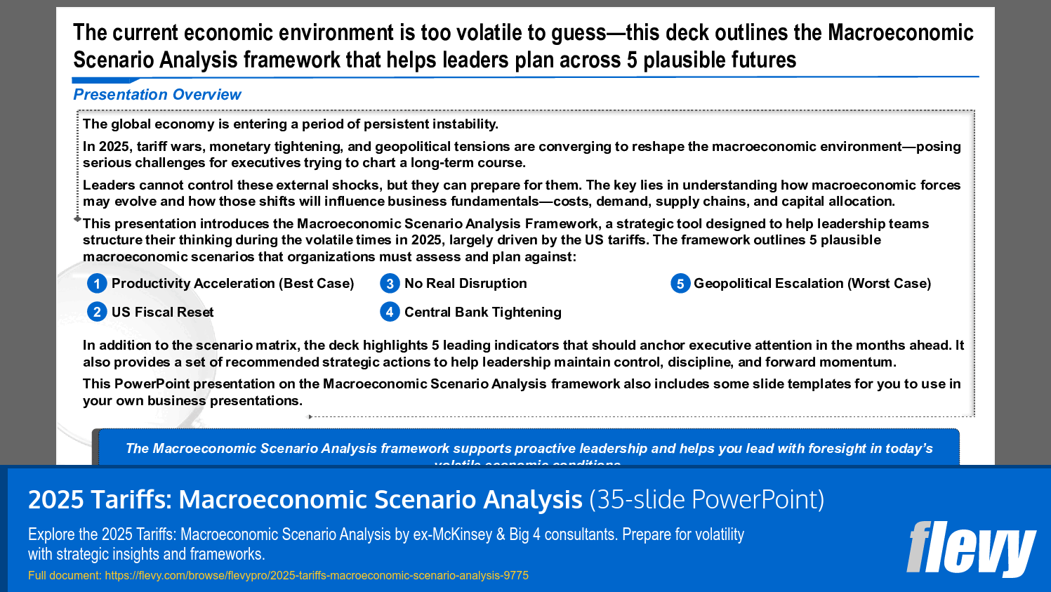 2025 Tariffs: Macroeconomic Scenario Analysis (35-slide PPT PowerPoint presentation slide deck (PPTX)) Preview Image