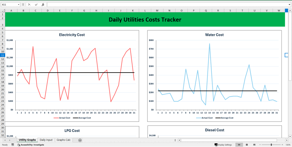 Daily Utilities Tracker (Excel template (XLSX)) Preview Image