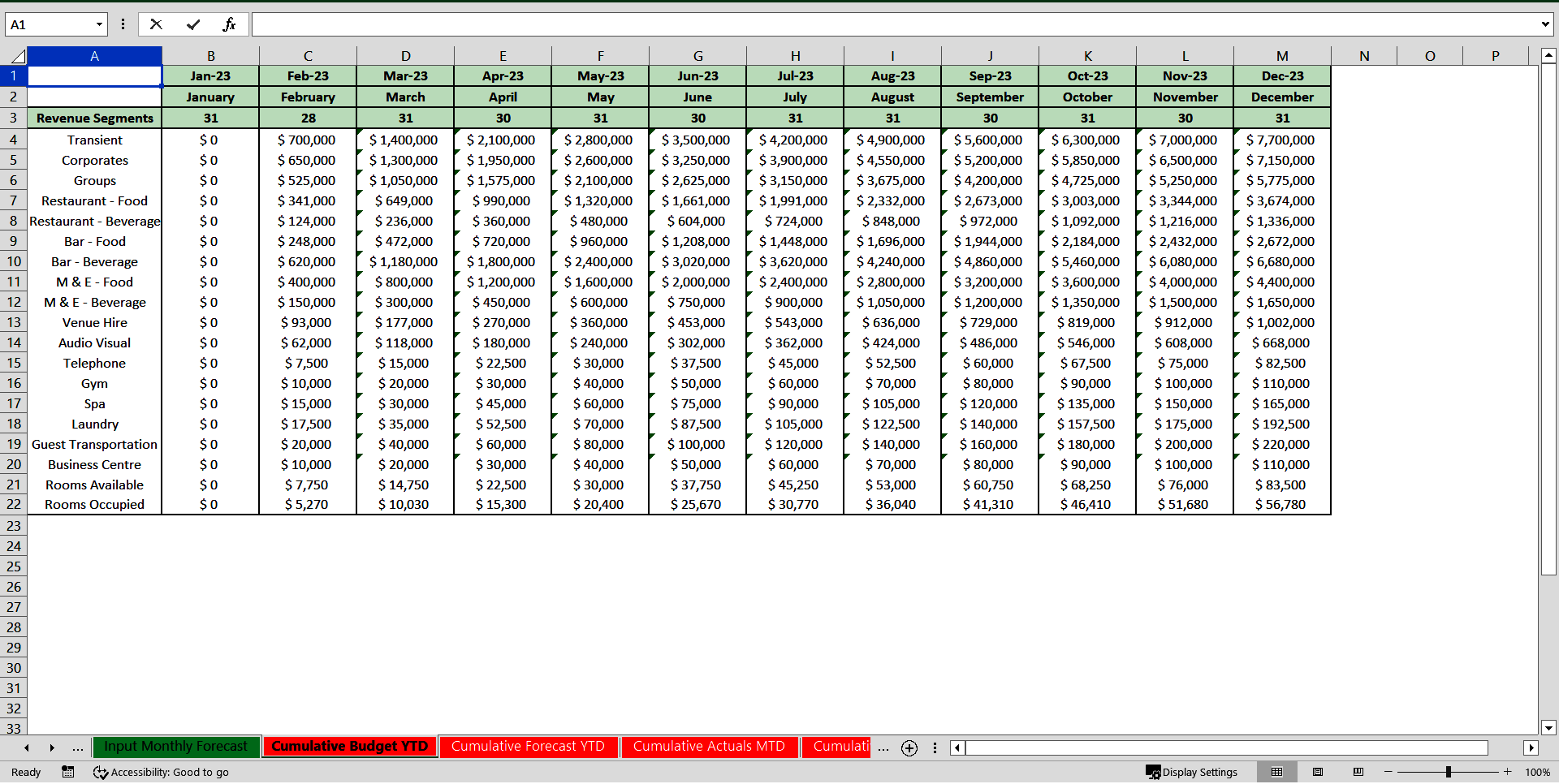Hotel Daily Revenue Report (Excel template (XLSX)) Preview Image