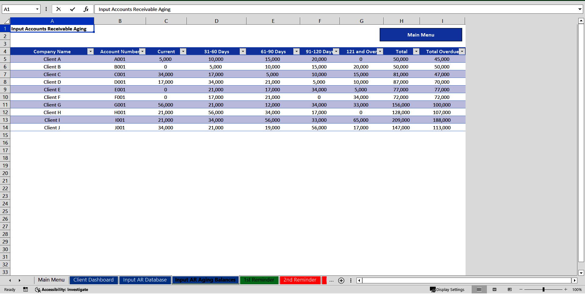 Accounts Receivable: Debt Collection Tool (Excel template (XLSX)) Preview Image
