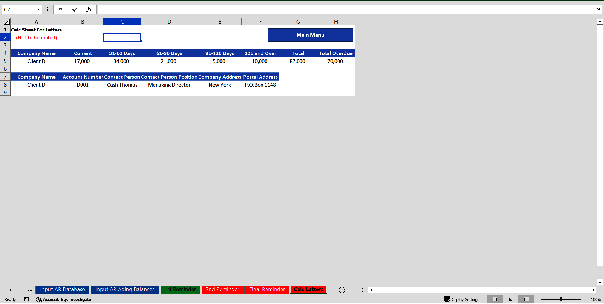 Accounts Receivable: Debt Collection Tool (Excel template (XLSX)) Preview Image