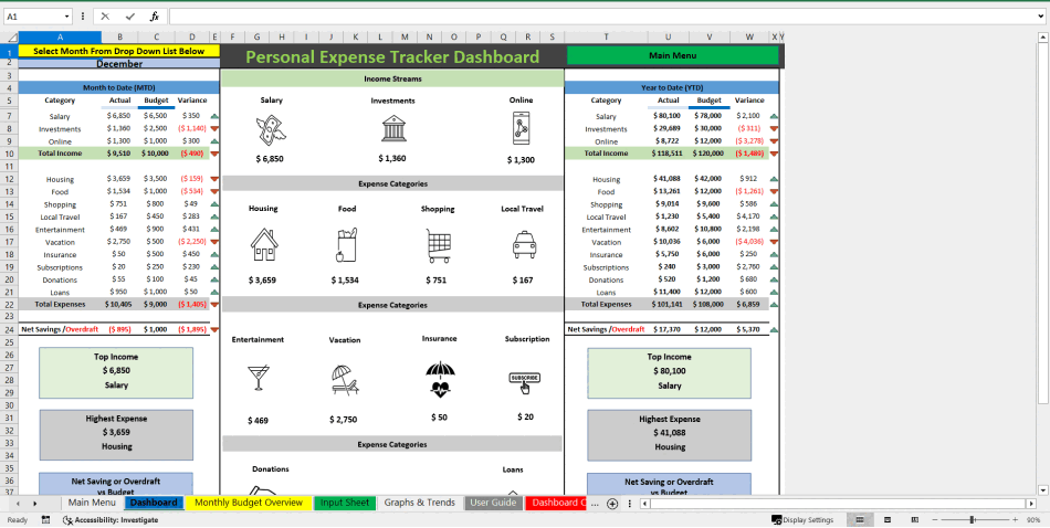 Effective Personal Expense Tracker (Excel template (XLSX)) Preview Image