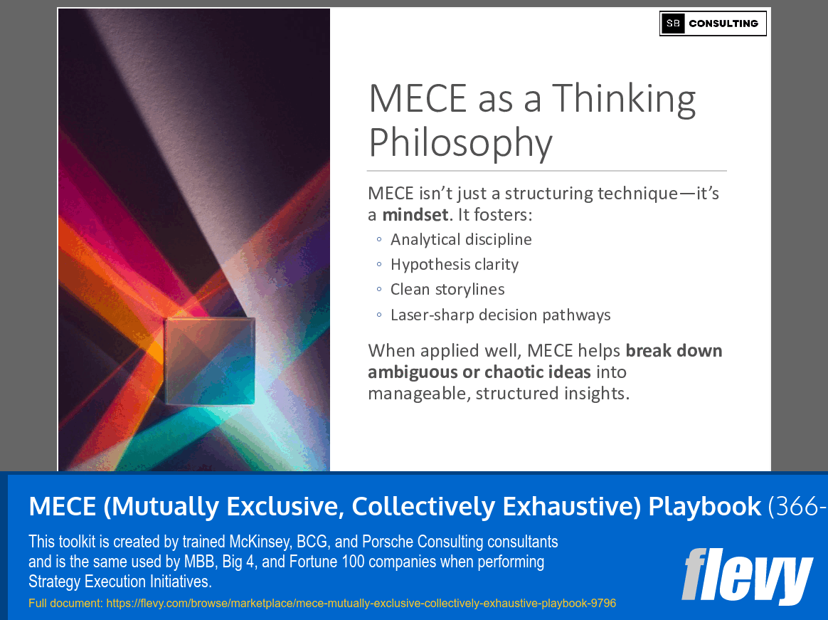 MECE (Mutually Exclusive, Collectively Exhaustive) Playbook (366-slide PPT PowerPoint presentation slide deck (PPTX)) Preview Image