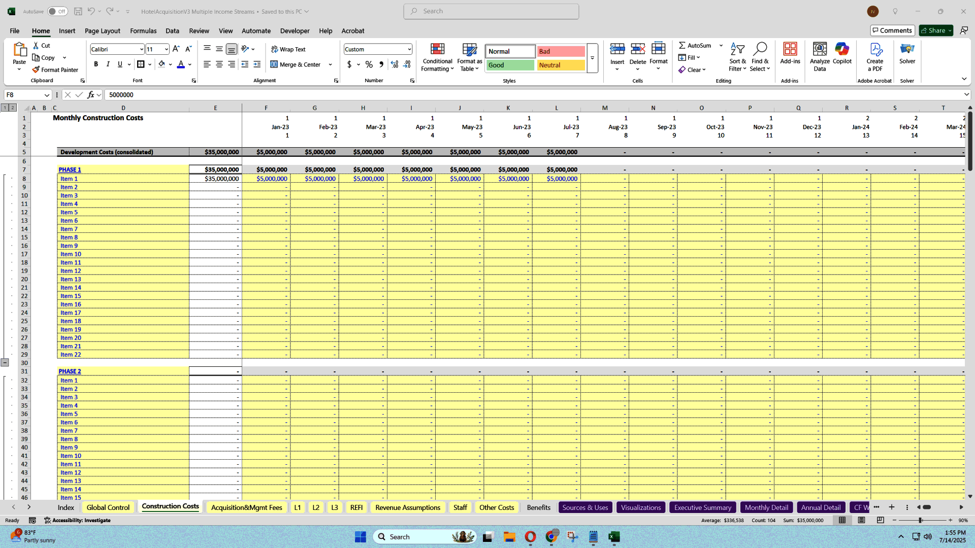 Joint Venture Hotel Deal Analyzer (Excel template (XLSX)) Preview Image