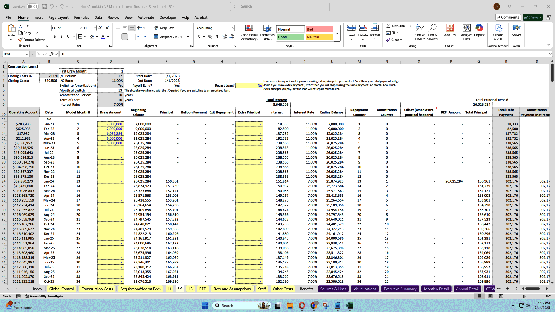 Joint Venture Hotel Deal Analyzer (Excel template (XLSX)) Preview Image