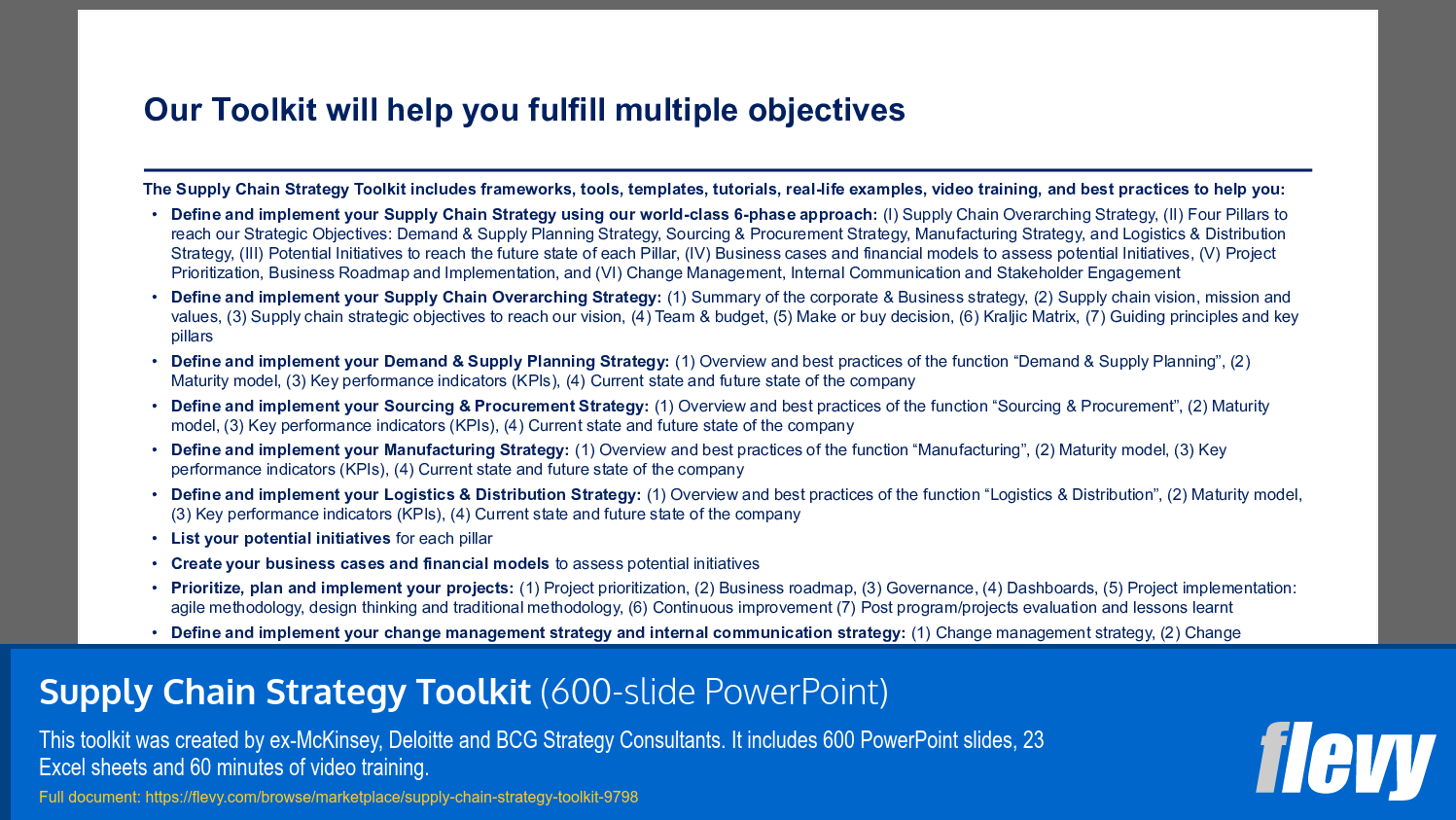 Supply Chain Strategy Toolkit (600-slide PPT PowerPoint presentation slide deck (PPTX)) Preview Image