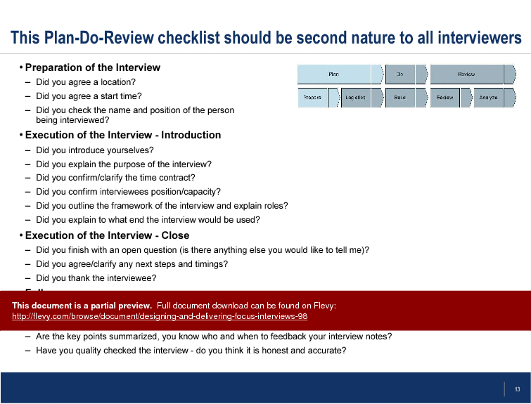 This is a partial preview of Designing and Delivering Focus Interviews (13-slide PowerPoint presentation (PPT)). Full document is 13 slides. 