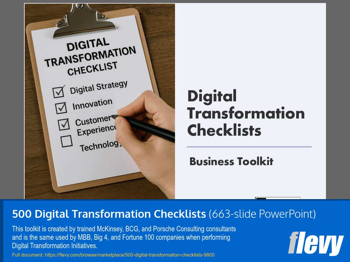 500 Digital Transformation Checklists (663-slide PPT PowerPoint presentation slide deck (PPTX)) Preview Image