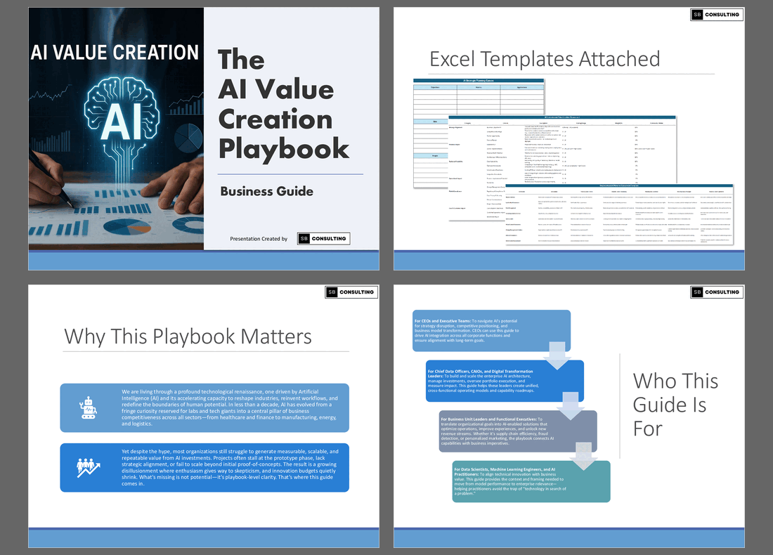 The AI Value Creation Playbook (574-slide PPT PowerPoint presentation slide deck (PPTX)) Preview Image