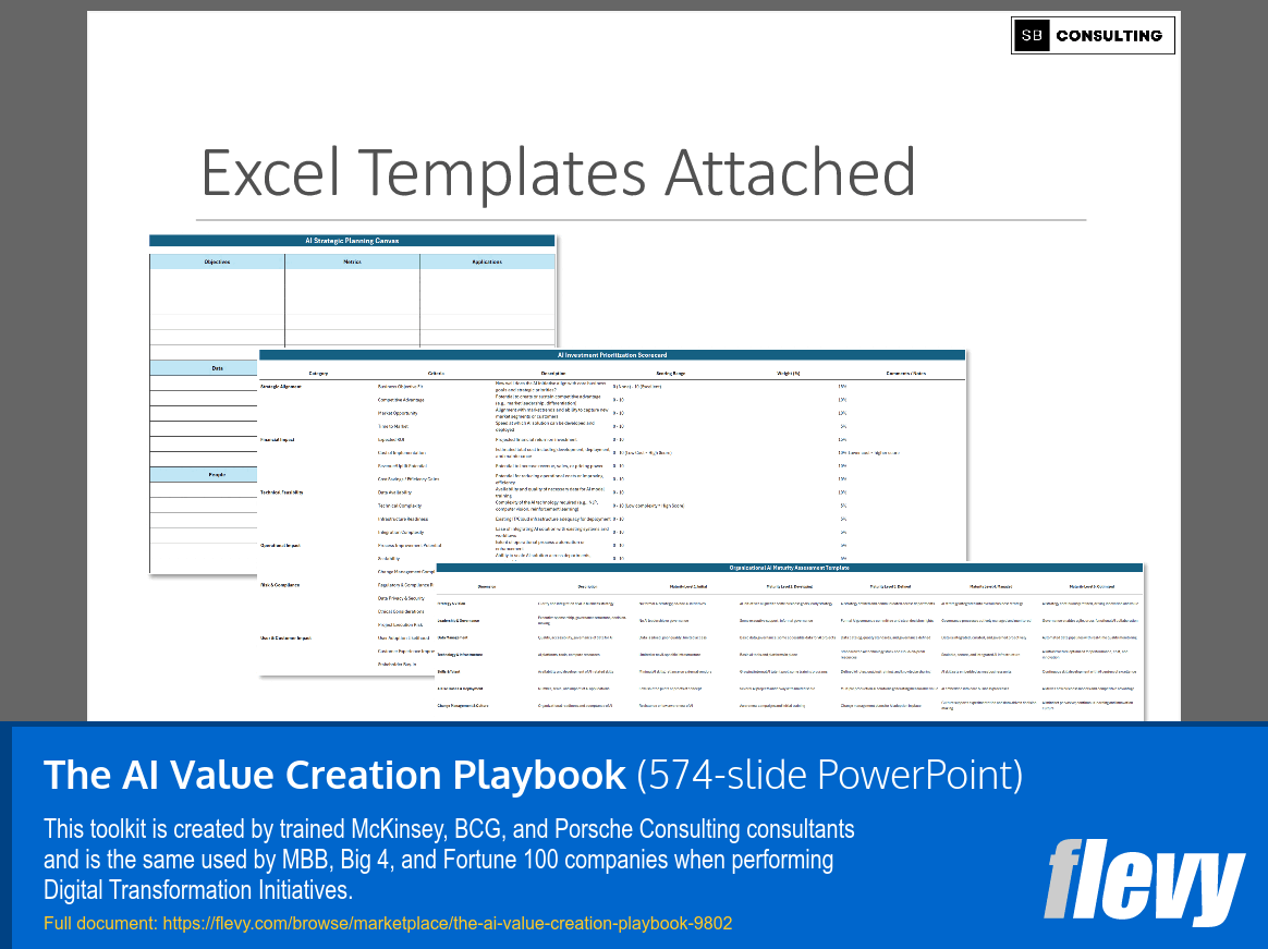 The AI Value Creation Playbook (574-slide PPT PowerPoint presentation slide deck (PPTX)) Preview Image