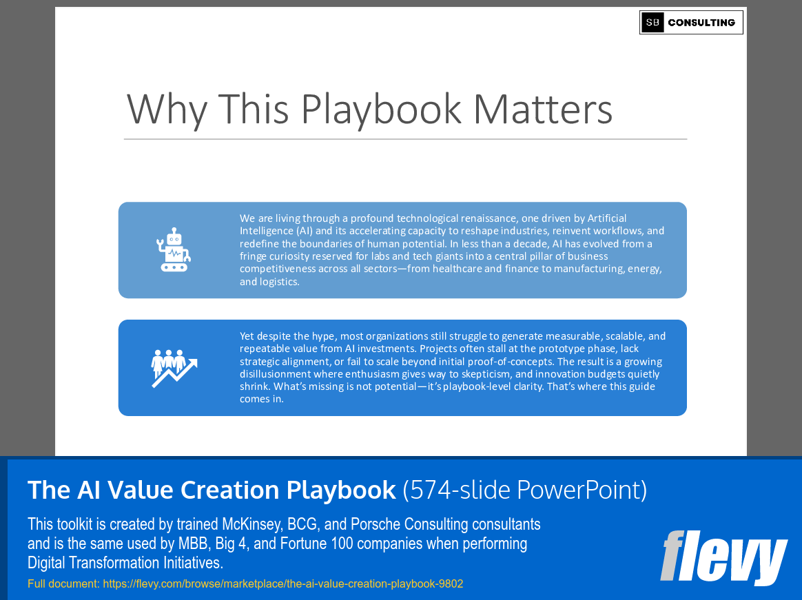 The AI Value Creation Playbook (574-slide PPT PowerPoint presentation slide deck (PPTX)) Preview Image