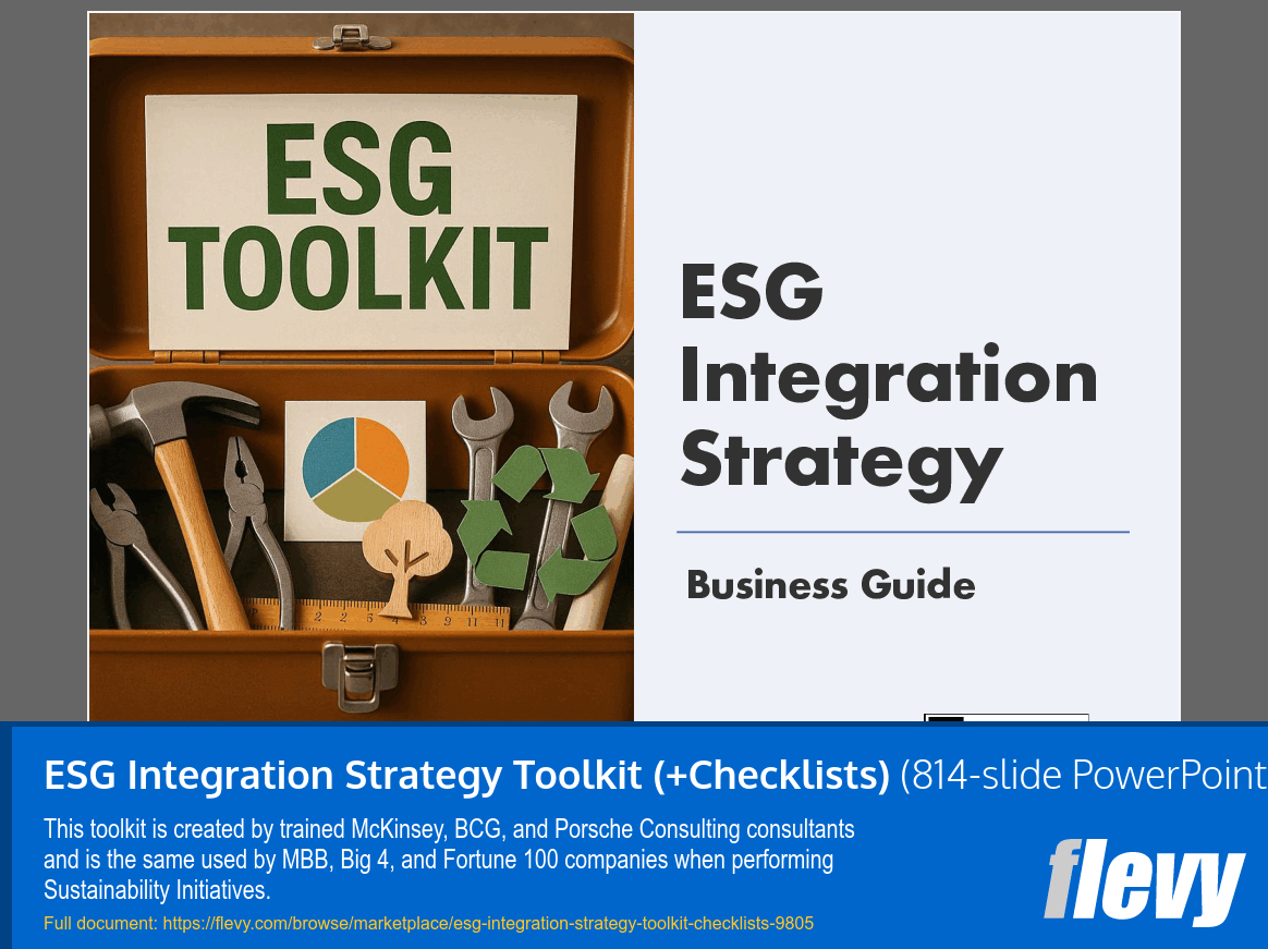 ESG Integration Strategy Toolkit (+Checklists) (814-slide PPT PowerPoint presentation slide deck (PPTX)) Preview Image
