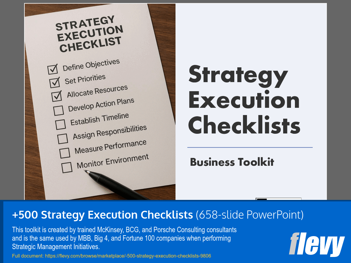 +500 Strategy Execution Checklists (658-slide PPT PowerPoint presentation slide deck (PPTX)) Preview Image