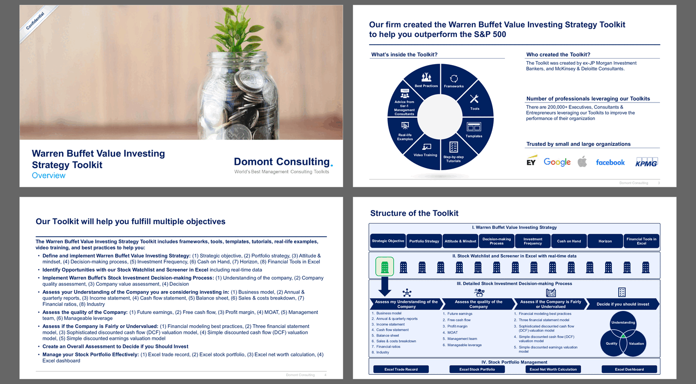 Warren Buffet Value Investing Strategy Toolkit (210-slide PPT PowerPoint presentation slide deck (PPTX)) Preview Image
