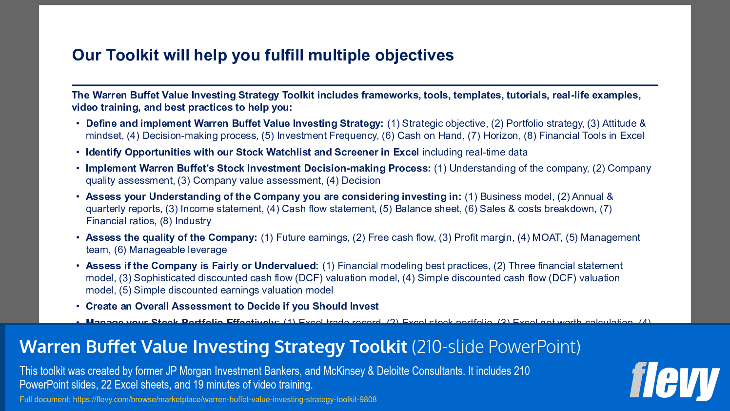Warren Buffet Value Investing Strategy Toolkit (210-slide PPT PowerPoint presentation slide deck (PPTX)) Preview Image
