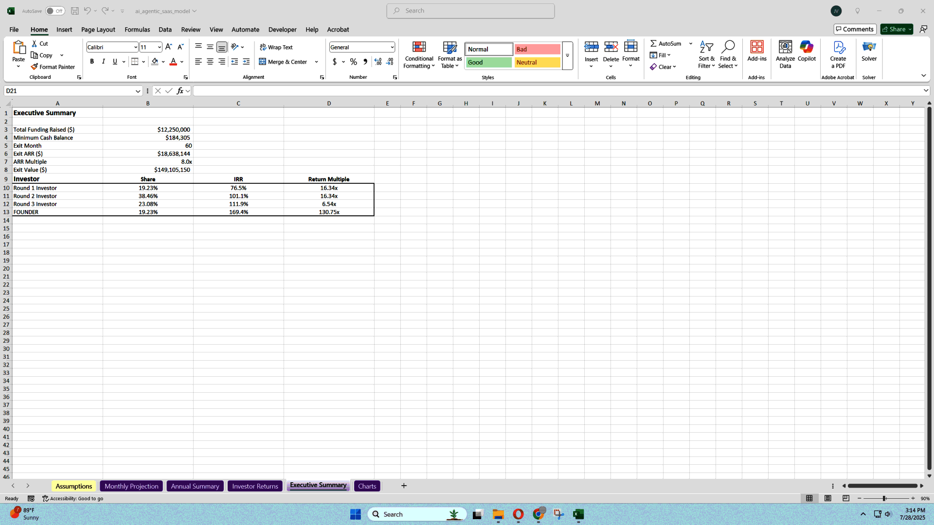 AI Agentic Platform Pro Forma: Usage, Seat & Setup Revenue (Excel template (XLSX)) Preview Image