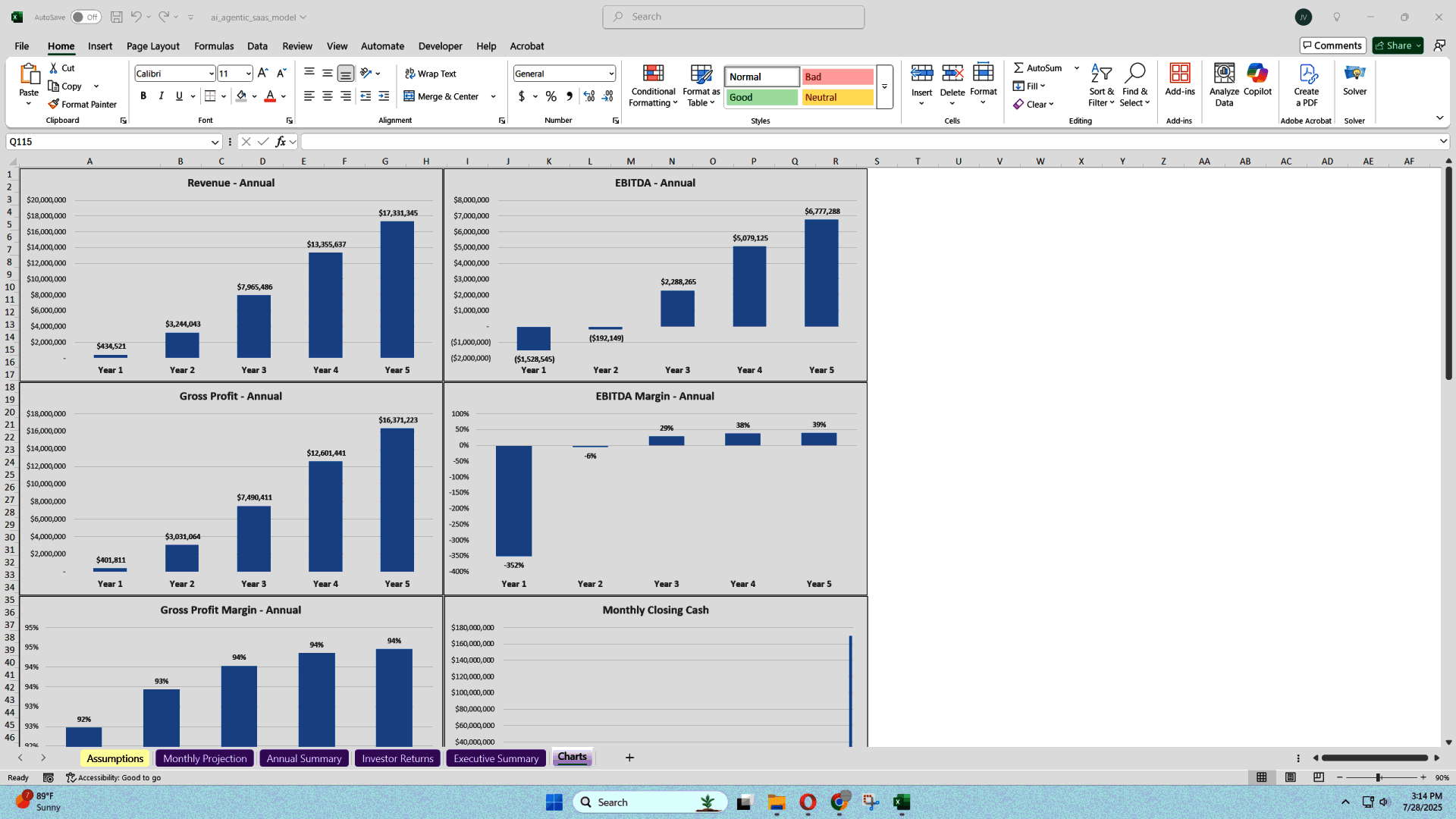 AI Agentic Platform Pro Forma: Usage, Seat & Setup Revenue (Excel template (XLSX)) Preview Image