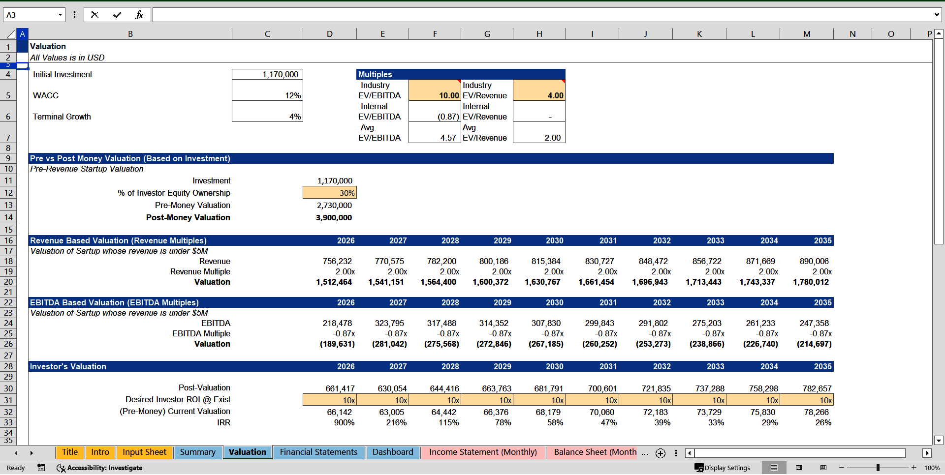 Waste-to-Energy Financial Model (Biogas) Excel Template (Excel template (XLSX)) Preview Image