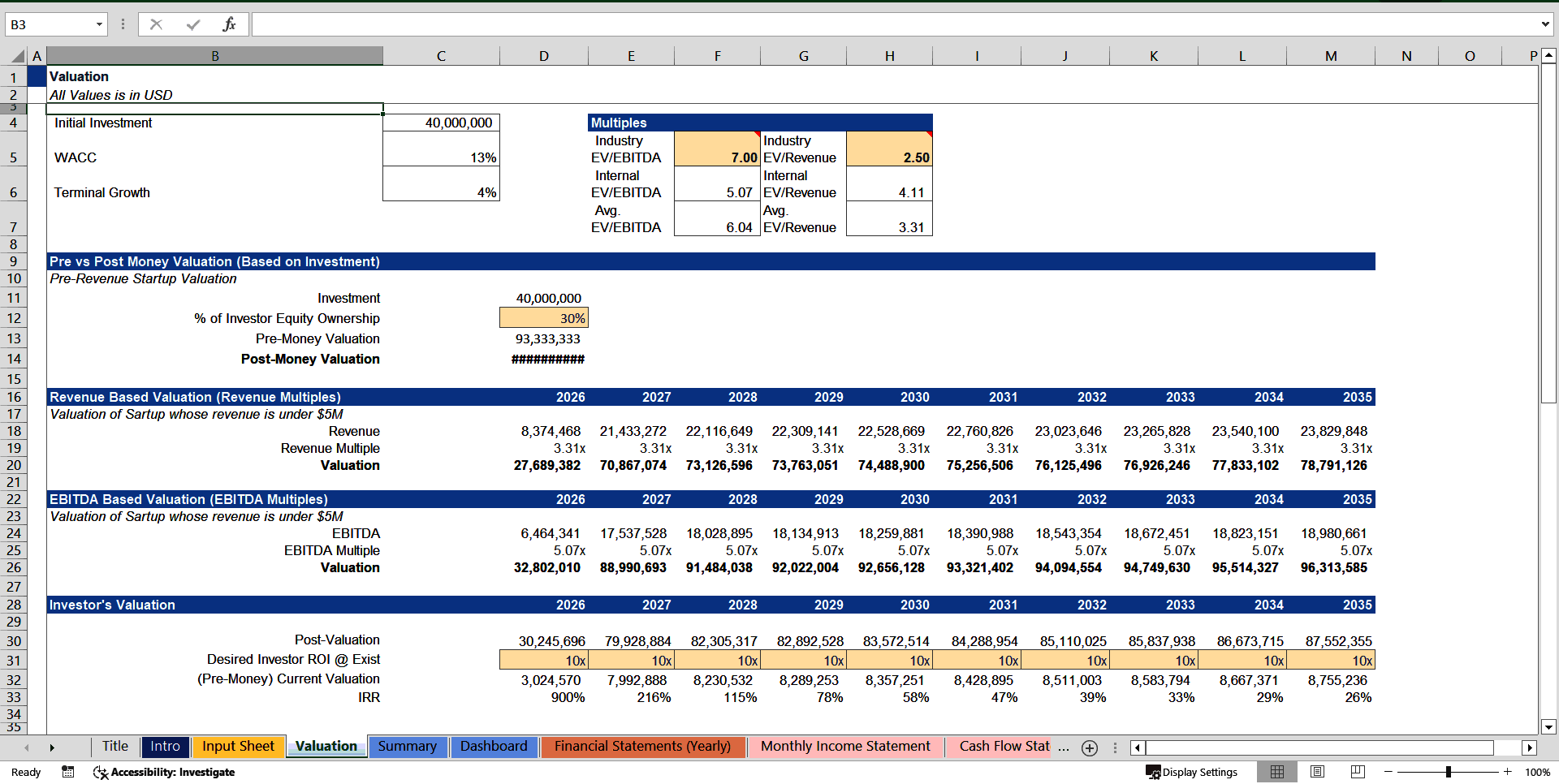 Renewable Energy Financial Model (Excel template (XLSX)) Preview Image