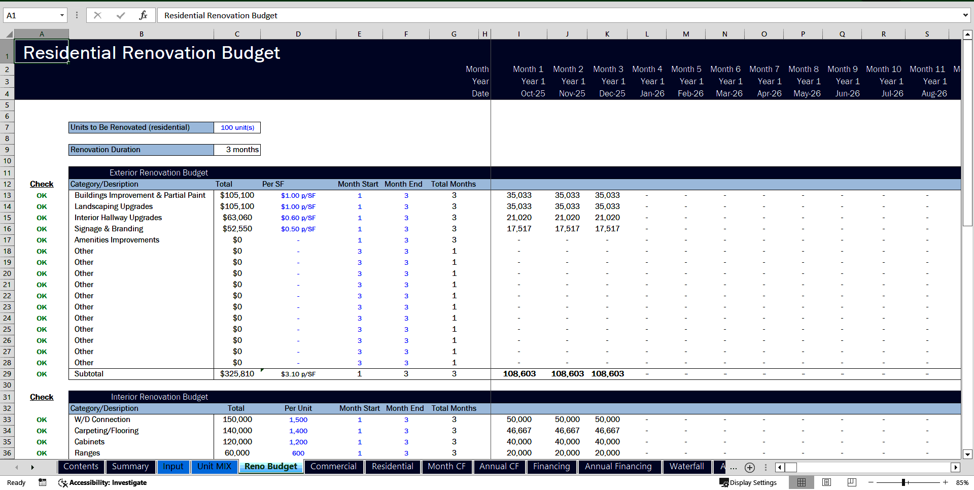 Real Estate | Mixed-Use Multifamily Acquisition (Excel template (XLSX)) Preview Image