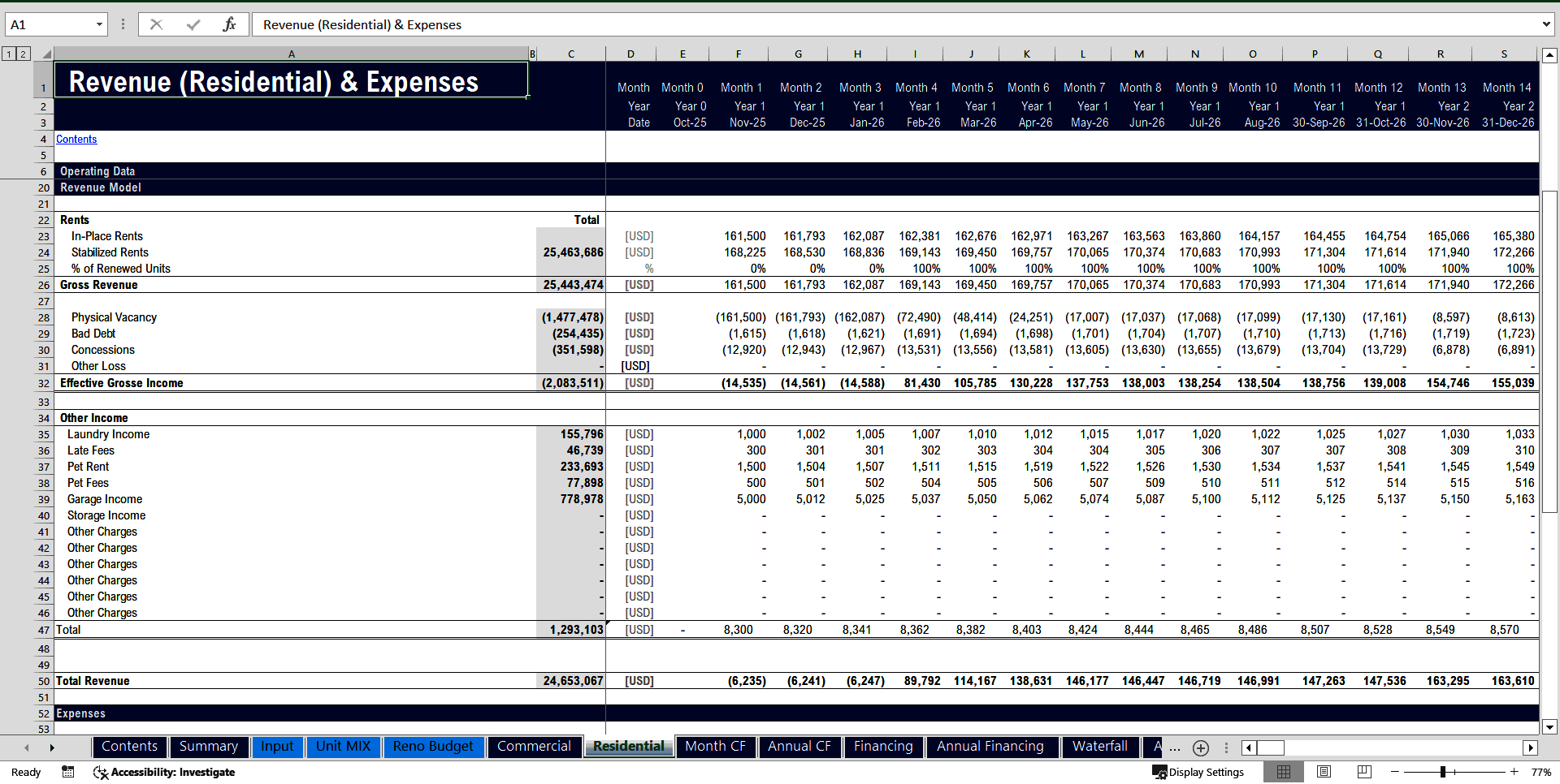 Real Estate | Mixed-Use Multifamily Acquisition (Excel template (XLSX)) Preview Image