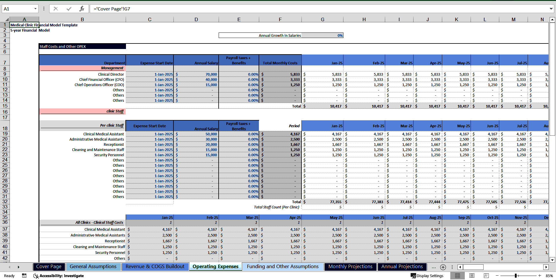 Medical Clinic(s) Financial Model Template (Excel template (XLSX)) Preview Image