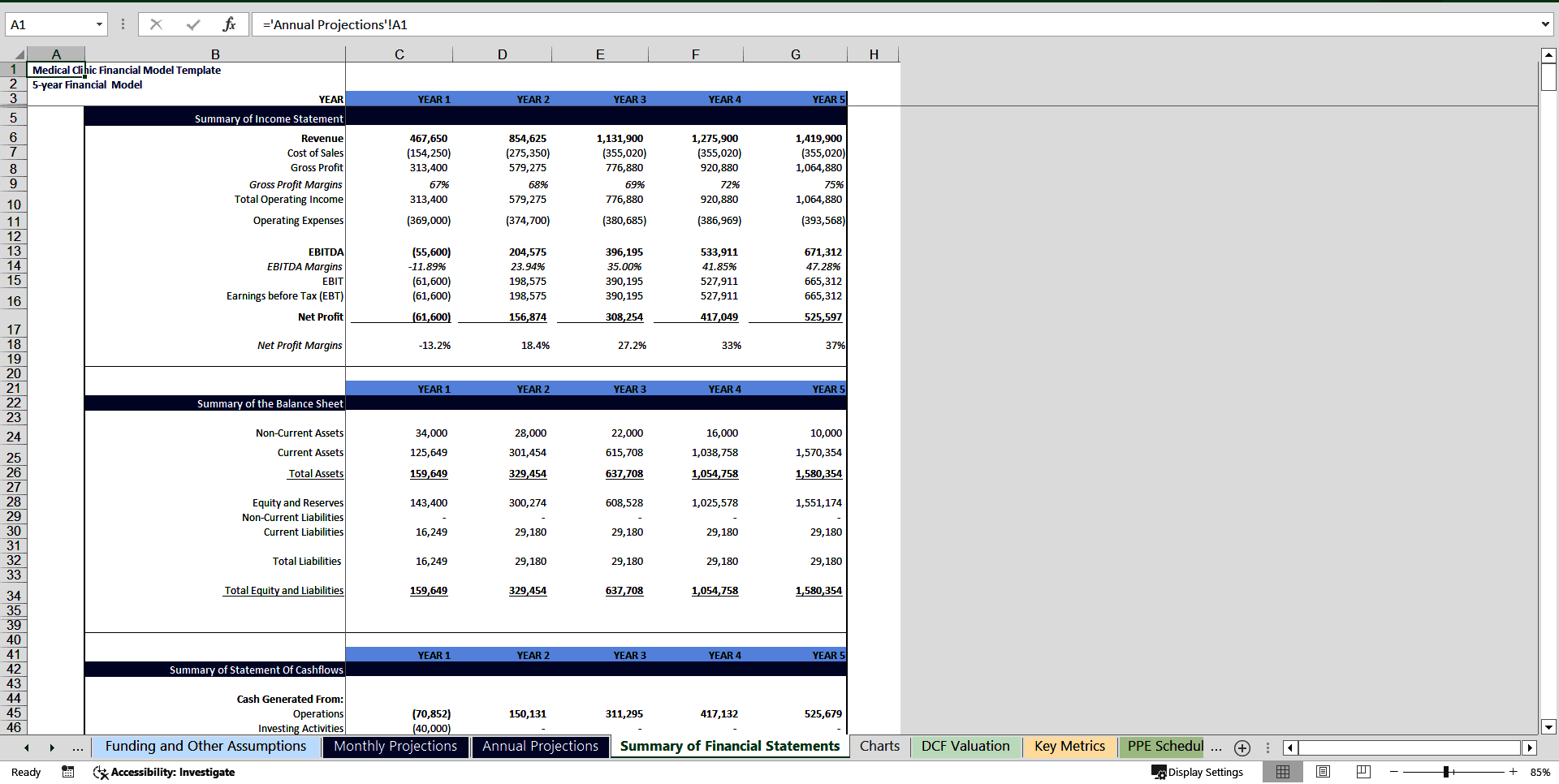 Medical Clinic(s) Financial Model Template (Excel template (XLSX)) Preview Image