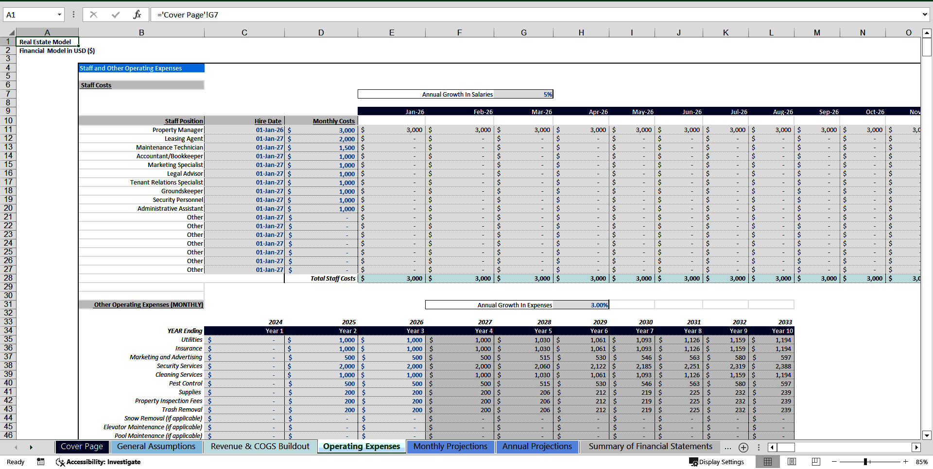 Real Estate Financial Model Template (Excel template (XLSX)) Preview Image
