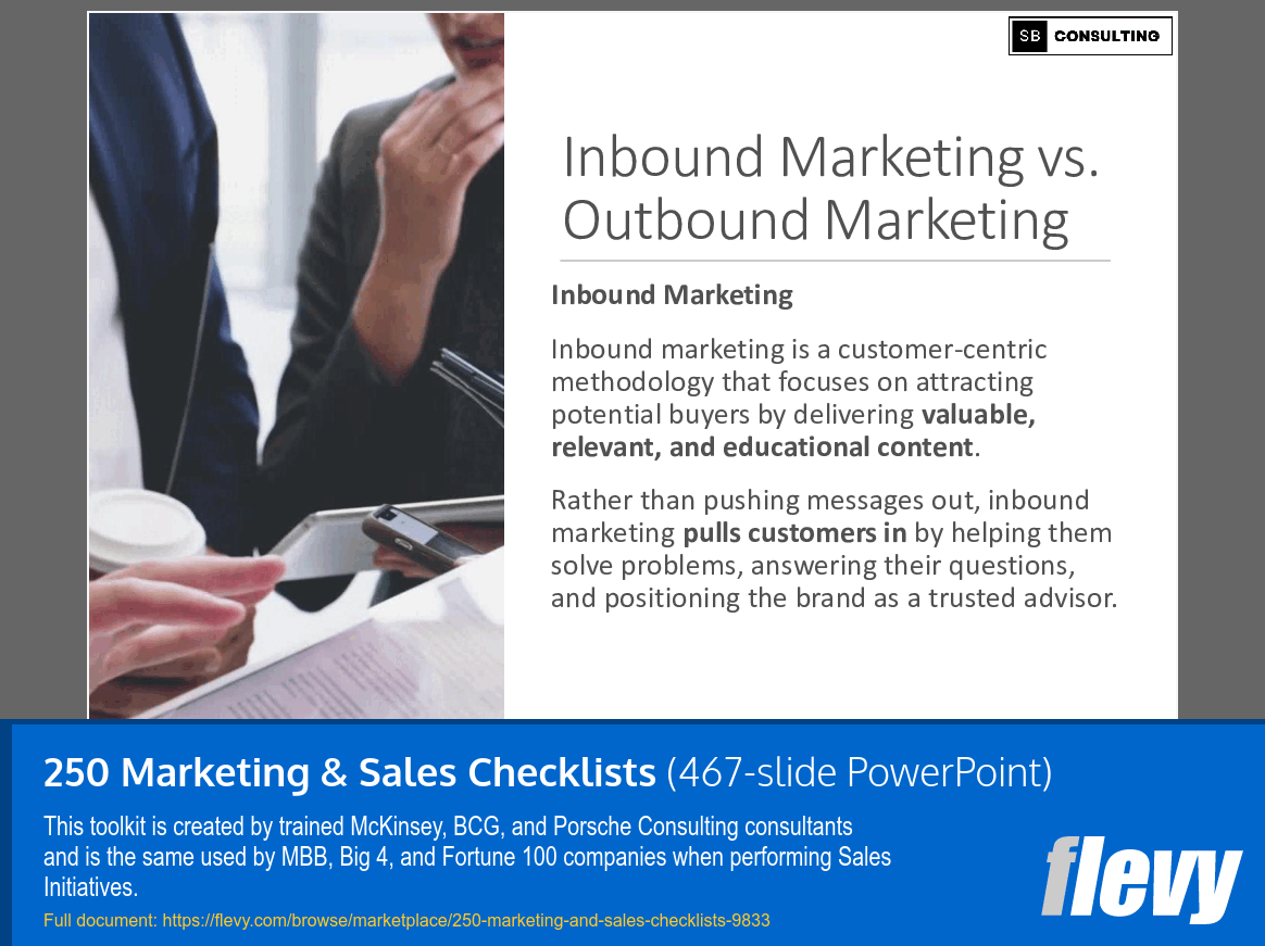 250 Marketing & Sales Checklists (467-slide PPT PowerPoint presentation slide deck (PPTX)) Preview Image