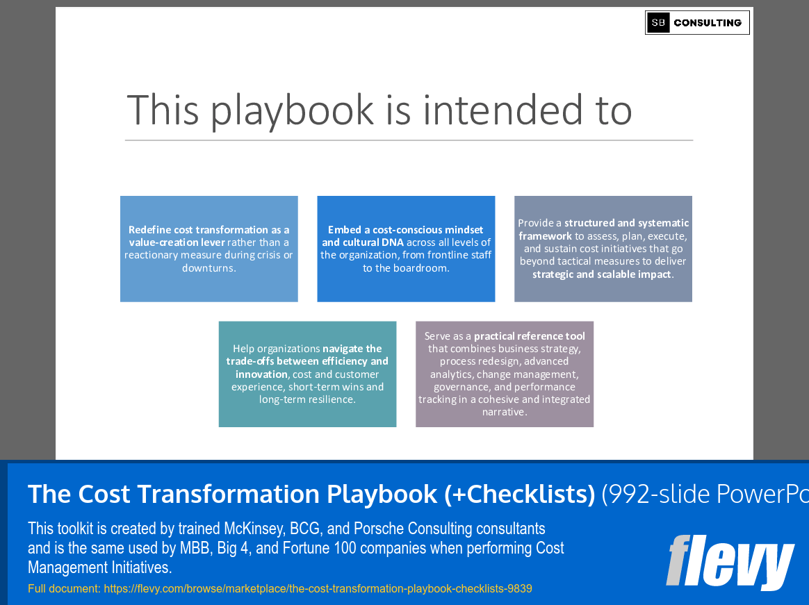The Cost Transformation Playbook (+Checklists) (992-slide PPT PowerPoint presentation slide deck (PPTX)) Preview Image